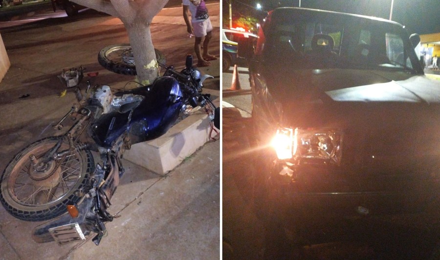 Adolescente sofre traumatismo craniano após bater moto em caminhonete em Ivinhema